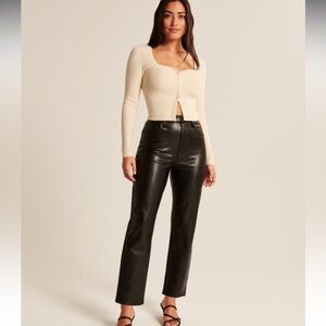 Curve Love Vegan Leather Ankle Straight Pant